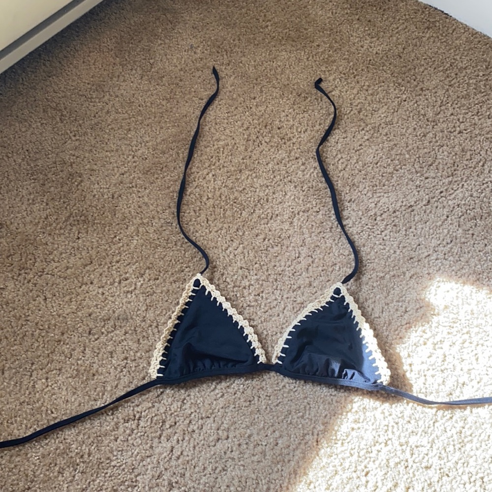 Black and Cream Bikini Lab Bikini Top Size S